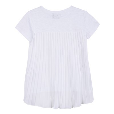 Camiseta branca com tecido plissado na parte de trás