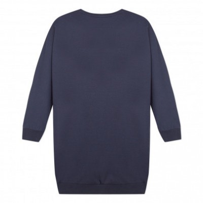 Camisola longa azul escura com mangas compridas