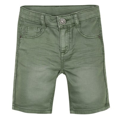 Calções verdes de criança em tecido de algodão com bolsos frontais