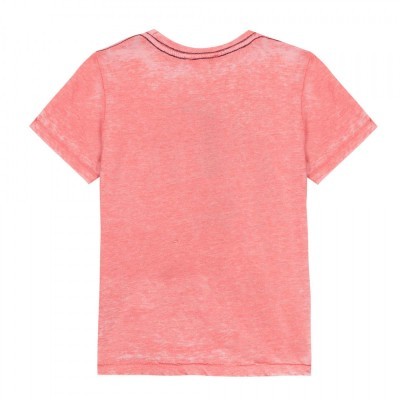 T-shirt rosa coral de manga curta vista de costas