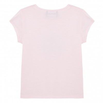 T-shirt feminina cor-de-rosa claro com manga curta