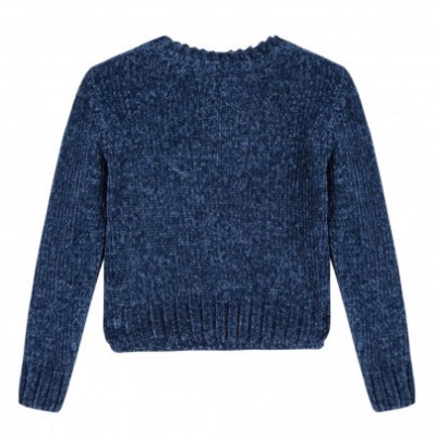 Camisa de malha azul escuro com mangas compridas