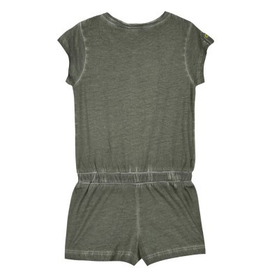 Macacão curto cinzento com mangas curtas e cintura elástica