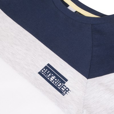 Camisola bicolor azul escuro e cinza claro com estampado BILKERIDER JPN