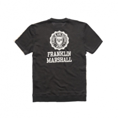 T-shirt preta curta com logotipo branco Franklin Marshall