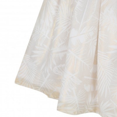 Saia ou vestido branco com padrão de folhas tropicais