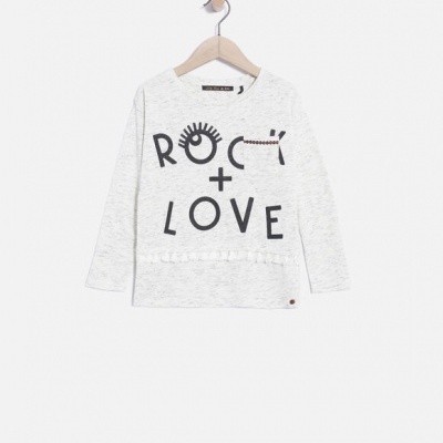Camisola branca de criança com estampado ROC + LOVE
