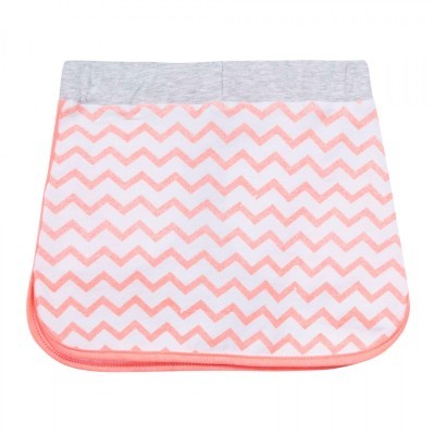 Saia infantil com padrão de ziguezague cor-de-rosa e branco e cós cinzento