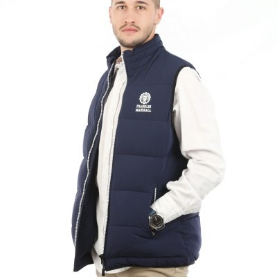 Colete masculino azul escuro acolchoado com logotipo Franklin Marshall