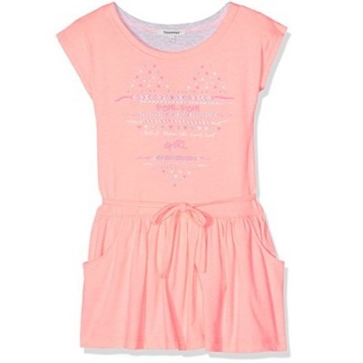 Vestido rosa claro para menina com cintinho e bolsos