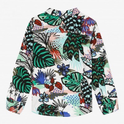 Camisa de manga comprida com padrão floral colorido