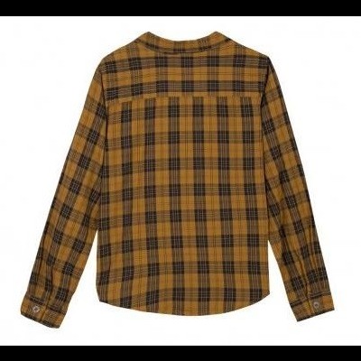 Camisa xadrez amarela e preta de manga comprida vista de costas