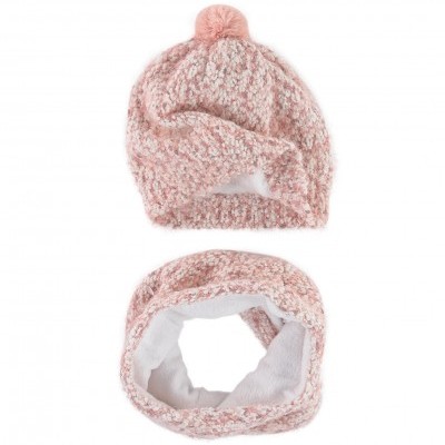 Gorro e cachecol tubar rosa claro felpudo com interior branco