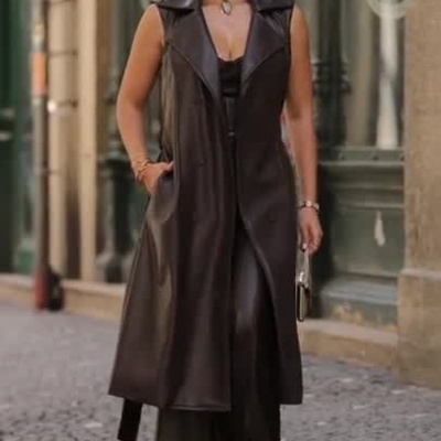 Colete Pele Sintética Castanho Miss You