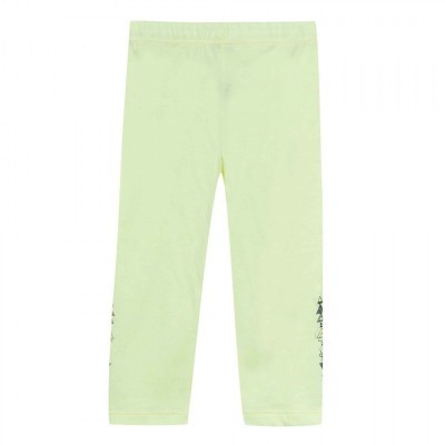 Leggings infantis verdes-limão com estampas pretas laterais