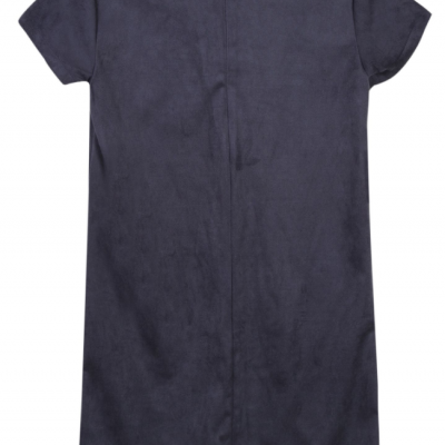 Vestido curto azul escuro de manga curta com fecho invisível na parte de trás