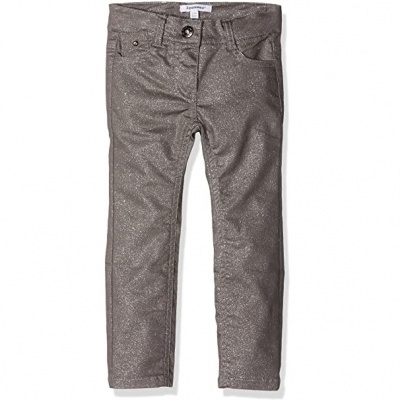 Calças infantis cinzentas brilhantes com fecho de botão e zíper