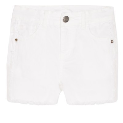 Calções curtos brancos de ganga com bainha desfiada