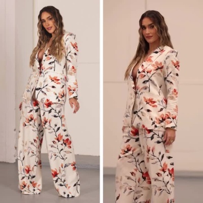 Calça Feminina Pantalona Floral Elegante em Linho Miss You