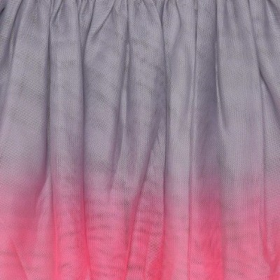 Saia de tule cinza para rosa com cintura elástica rosa brilhante