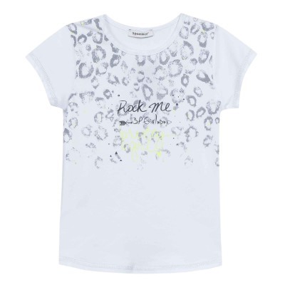 T-shirt branca com print animal e texto Rock me 3P Sister