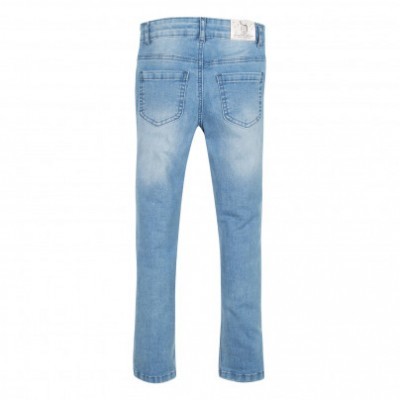 Calças de ganga azuis claras de criança vistas de costas