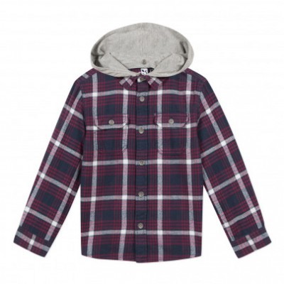 Camisa xadrez com capuz cinza