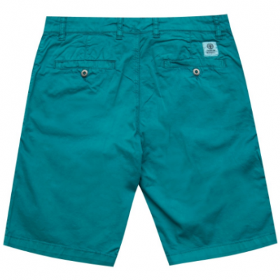 Calção azul turquesa com bolsos traseiros e etiqueta da marca COSTA NAUTICAL