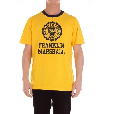 T-shirt amarela com estampado preto Franklin Marshall