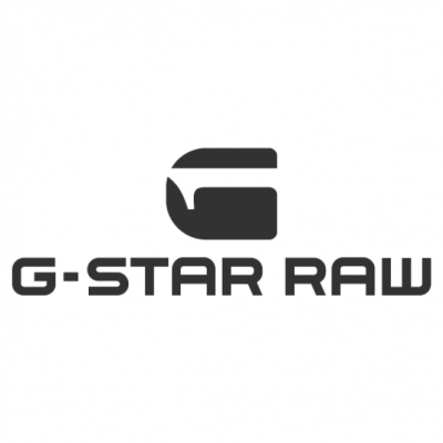 Logotipo G-STAR RAW preto sobre fundo branco