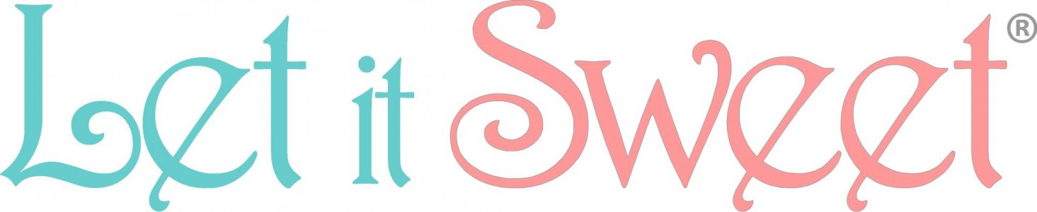 Logótipo Let it Sweet em azul turquesa e rosa sobre fundo branco