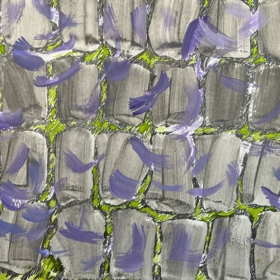 Padrão abstrato com pinceladas cinzentas, roxas e verdes