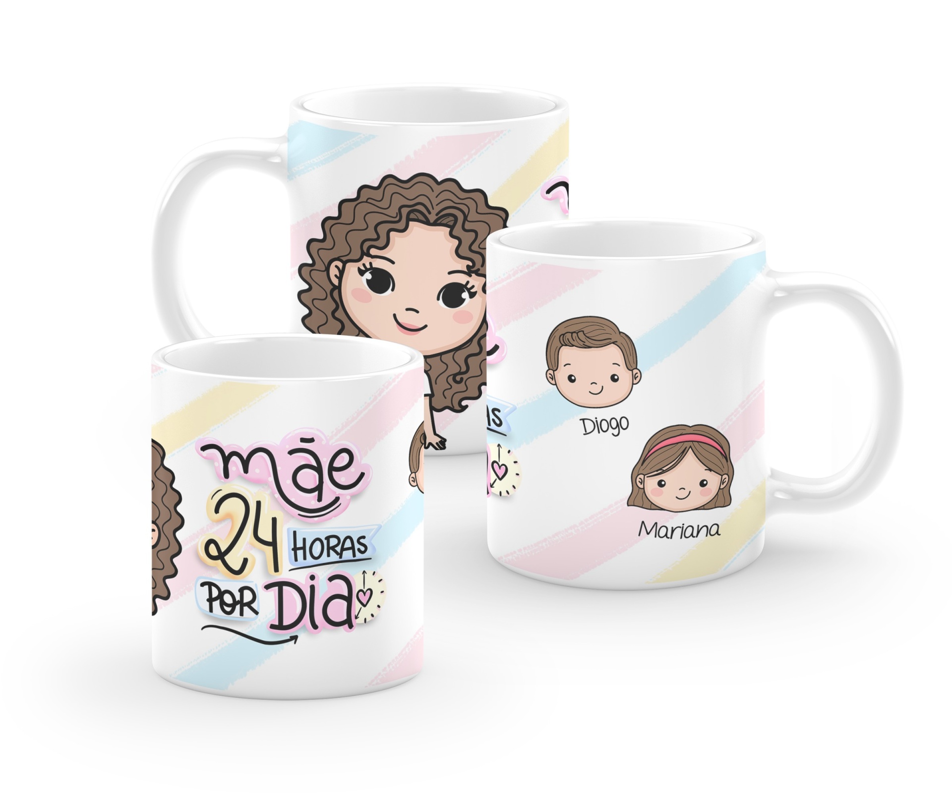 Caneca "Mãe 24H por dia" c/ bonecos personalizados Caneca "Mãe 24H por dia" c/ bonecos personalizados
