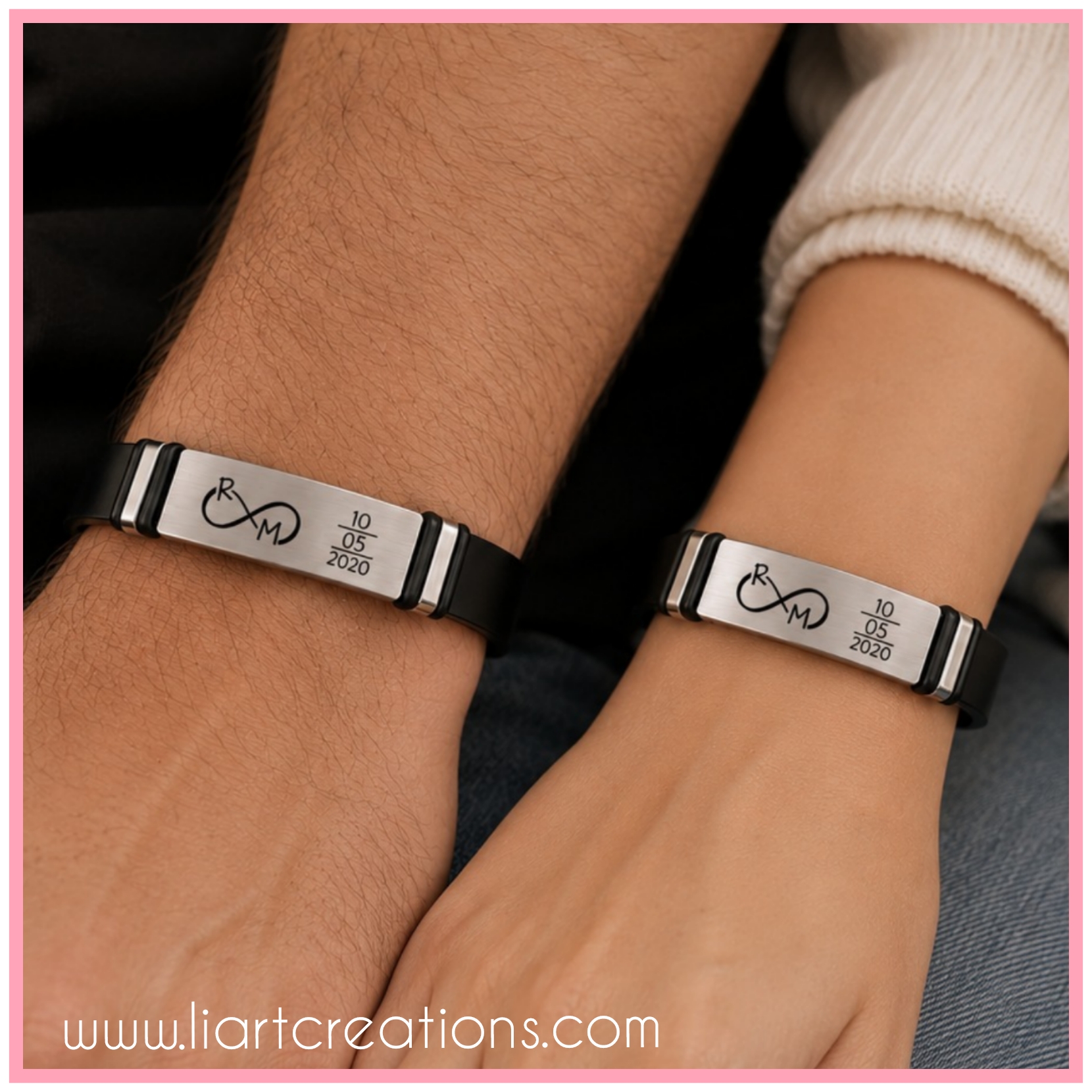 Pulseira Infinito Personalizado com Iniciais + Data Pulseira Infinito Personalizado com Iniciais + Data