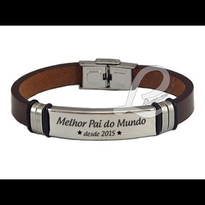Pulseira c/ Gravação " Melhor Pai do Mundo"