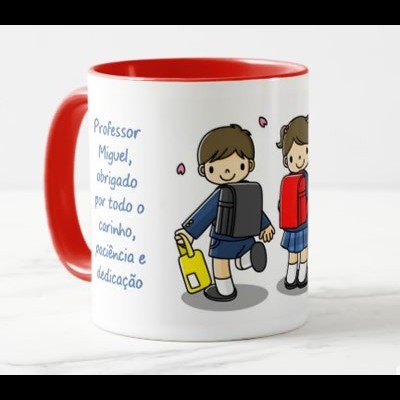 Caneca "Professor (Nome) , obrigado por todo o carinho, paciência e dedicação"