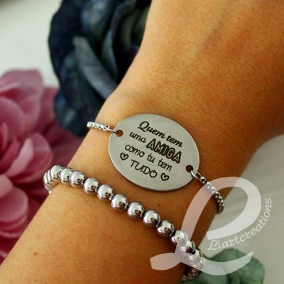 Pulseira em corrente "Quem tem uma AMIGA como tu tem TUDO"