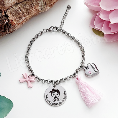 Pulseira em corrente c/ gravação de dados de nascimento