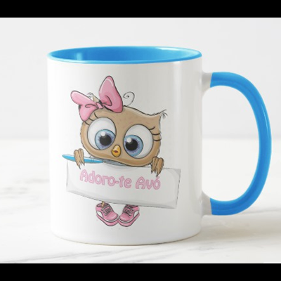 Caneca "Coruja Adoro-te Avó + Para a Melhor Avó do Mundo"