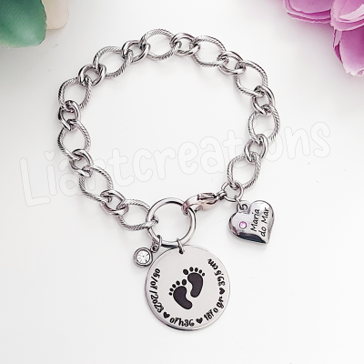 Pulseira em corrente grossa personalizada com dados de nascimento