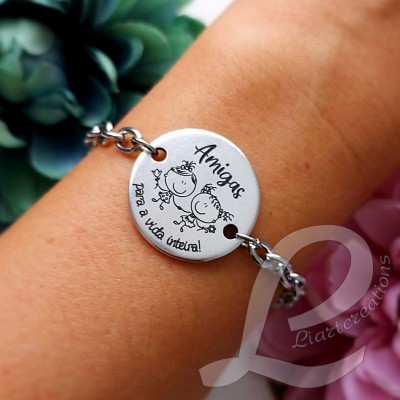 Pulseira em corrente "Amigas para a vida inteira"