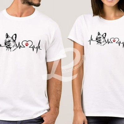 T-shirt Batimentos Cardiacos Bulldog Francês