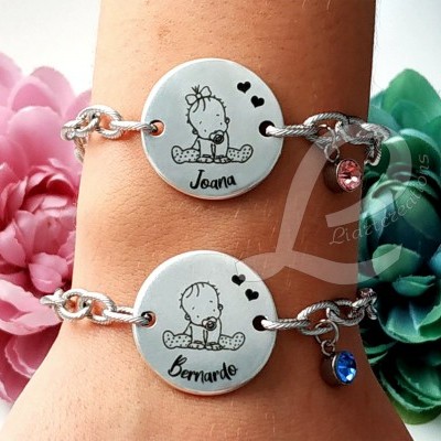 Pulseira em corrente c/ gravação de bebé + nome