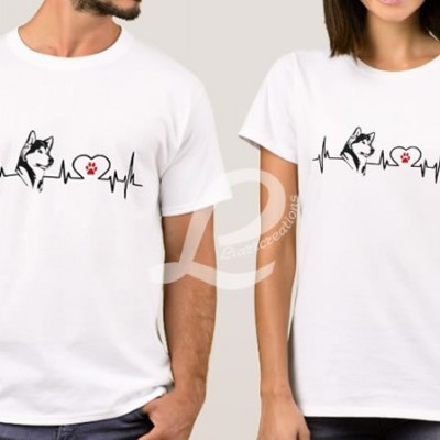 T-shirt Batimentos Cardiacos Husky Siberiano
