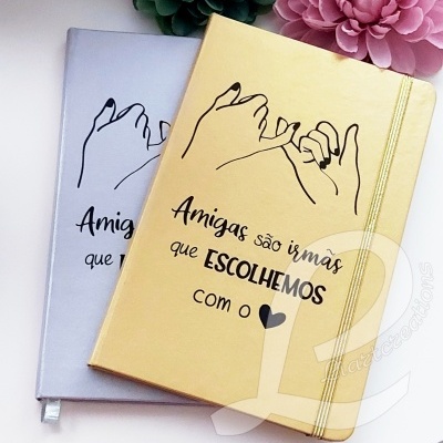 Bloco de Notas A5 " Amigas são irmãs que escolhemos com o 🖤
