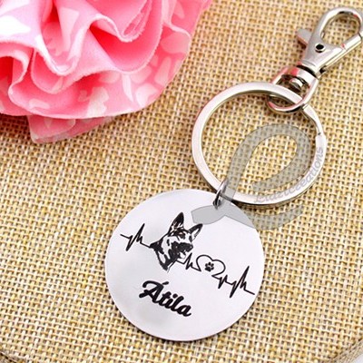 Porta-Chaves c/ Gravação Batimentos Cardiacos c/ Pastor Alemão+ Nome