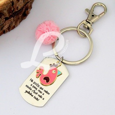 Porta-Chaves em Aço Inoxidável "Há avós que valem a pena mas a minha Avó vale a galinha toda"