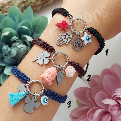 Pulseira ajustável em macramé