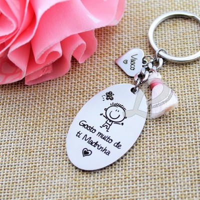 Porta-Chaves "Gosto muito de ti Madrinha"
