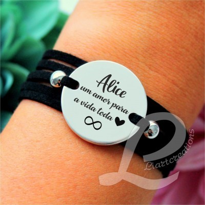 Pulseira em camurça  "um amor para a vida toda"